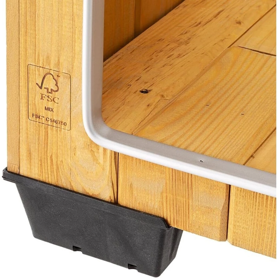 Ferplast Baita 100 - Hondenhok voor buiten, gemaakt van duurzaam hout, met een waterdicht dak en geïsoleerde pootjes, 101 x 56,5 x 64 cm
