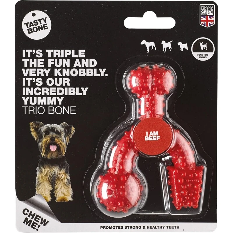Tasty Bone Nylon Trio-bot - Kauwspeeltje met rundvleessmaak voor honden