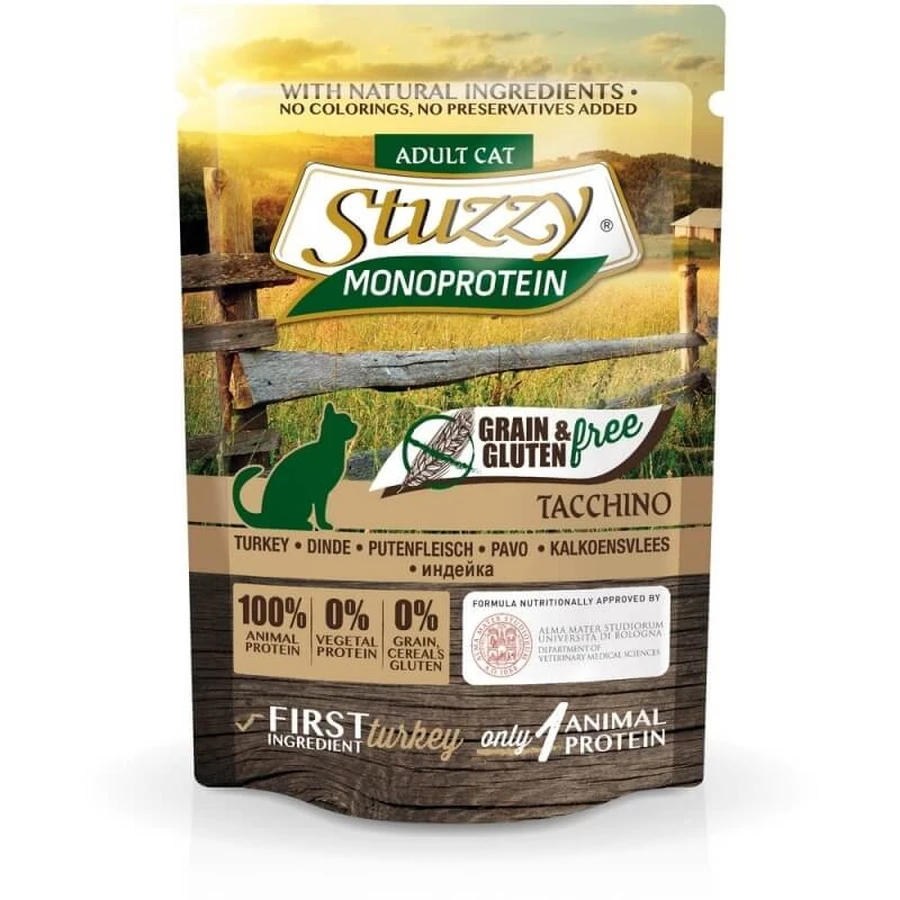 Stuzzy Monoprotein Graan- en glutenvrije kalkoen – Compleet voer voor volwassen katten, 85 g