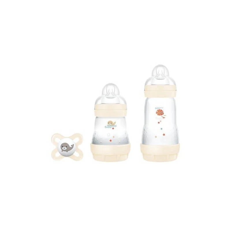 Mam Easy Start - 2 babyflesjes met originele spenen, vanaf 0 maanden, 130 ml en 260 ml - beige