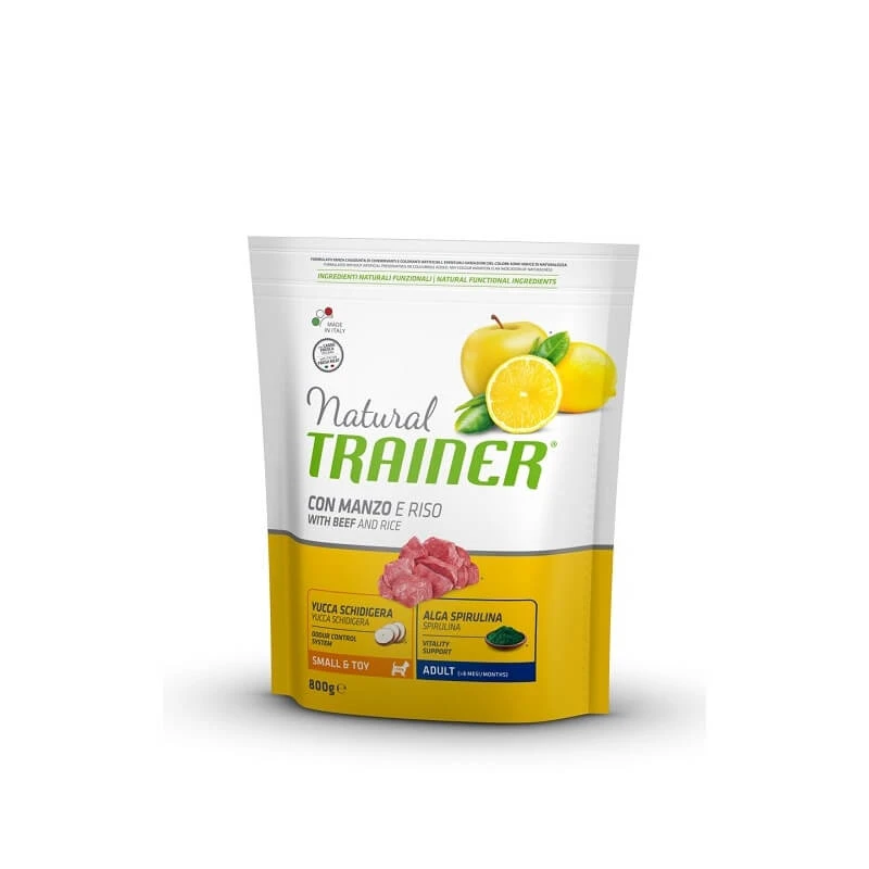 Natural Trainer Small & Toy Adult Beef & Rice - Compleet voer voor volwassen honden van kleine en toy-rassen, 800 g