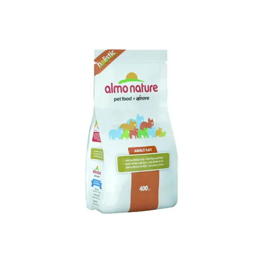 Almo Nature Holistic Adult Trockenfutter für Katzen, Geschmack: Pute und Reis, 400 g