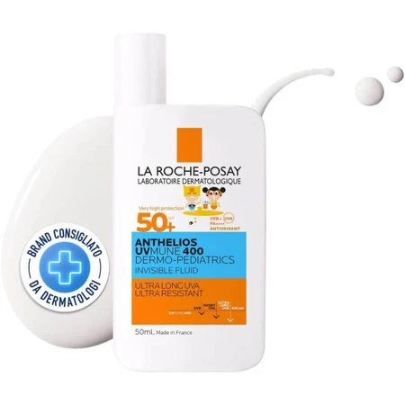 La Roche-Posay, cremă solară pentru copii cu SPF 50+, invizibilă, Anthelios UVMune 400, Dermo-Pediatrics, protecție foarte ridicată, 50 ml