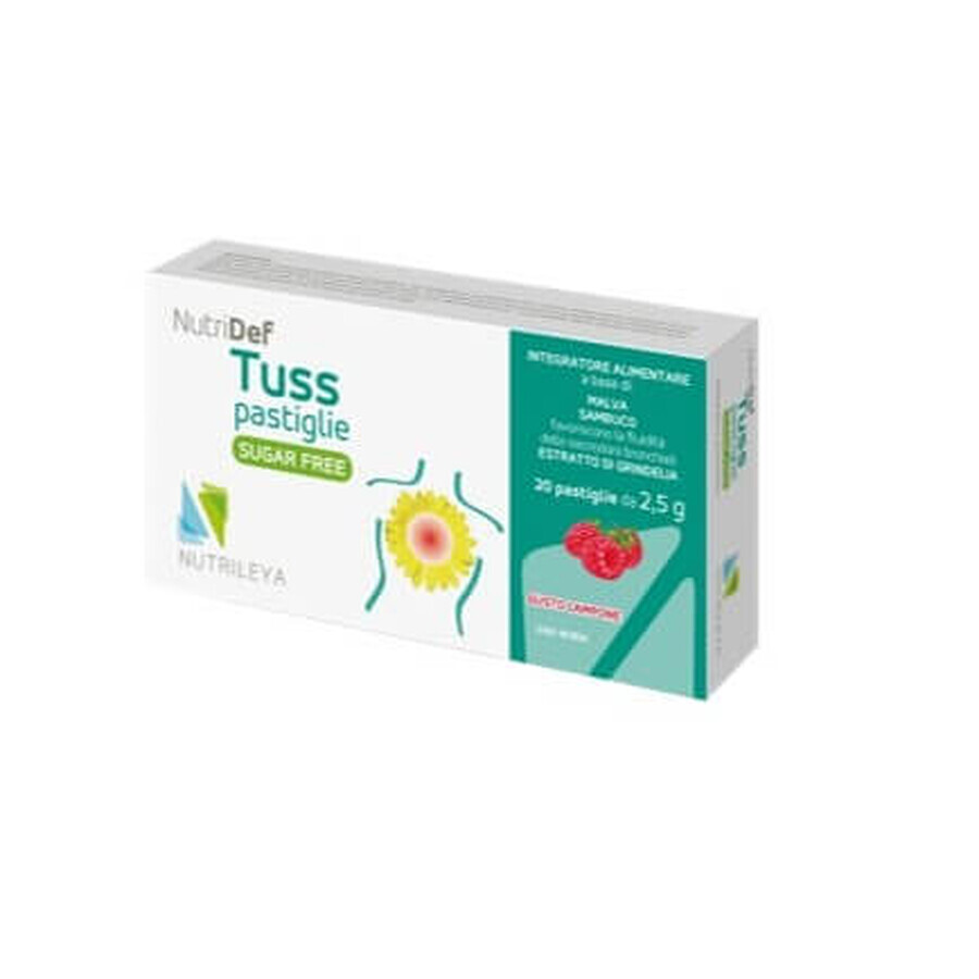 Nutridef Tuss Framboise sans sucre, 20 comprimés, Nutrileya