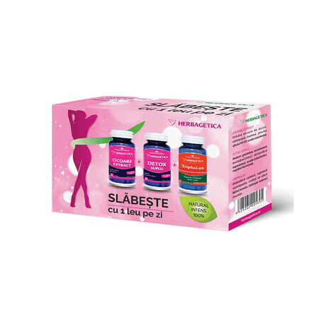 Confezione Cicoria 60 capsule + Detox Suplu 60 capsule + Triphalax 60 capsule, Herbagetica