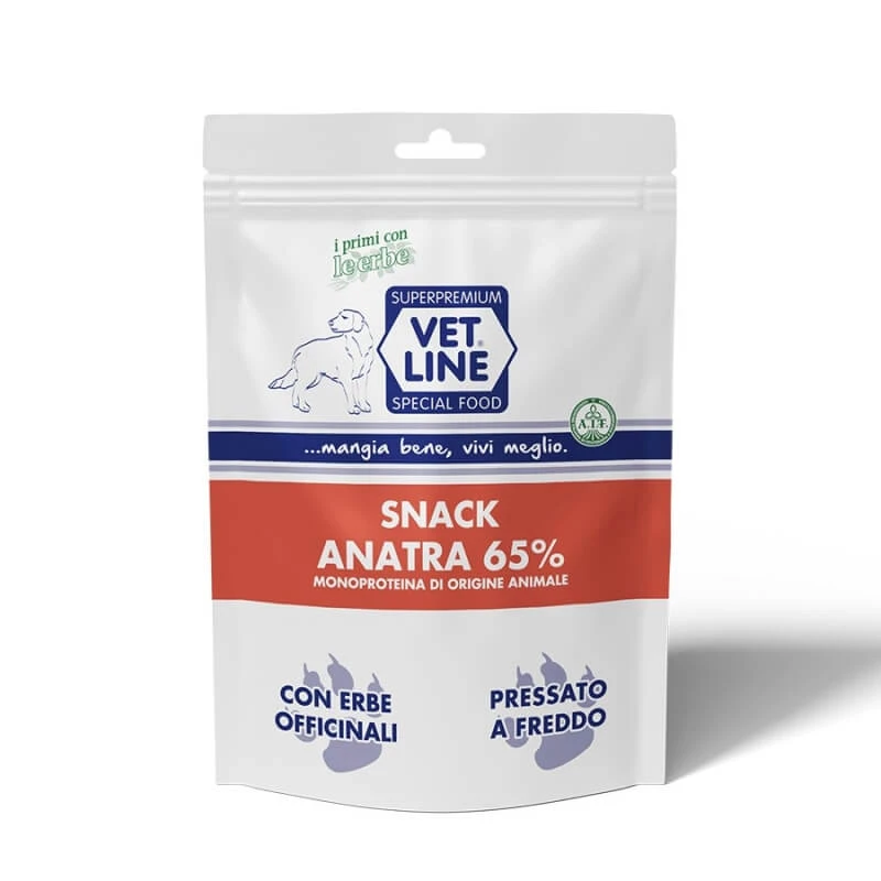 Vet Line Duck Snack 65% - Koudgeperste hondensnack, 80 g
