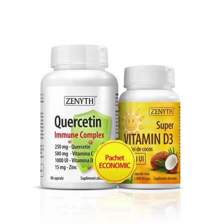 Confezione Quercetin Immune 90 capsule + Supervitamina D3 2000UI 30 capsule, Zenyth