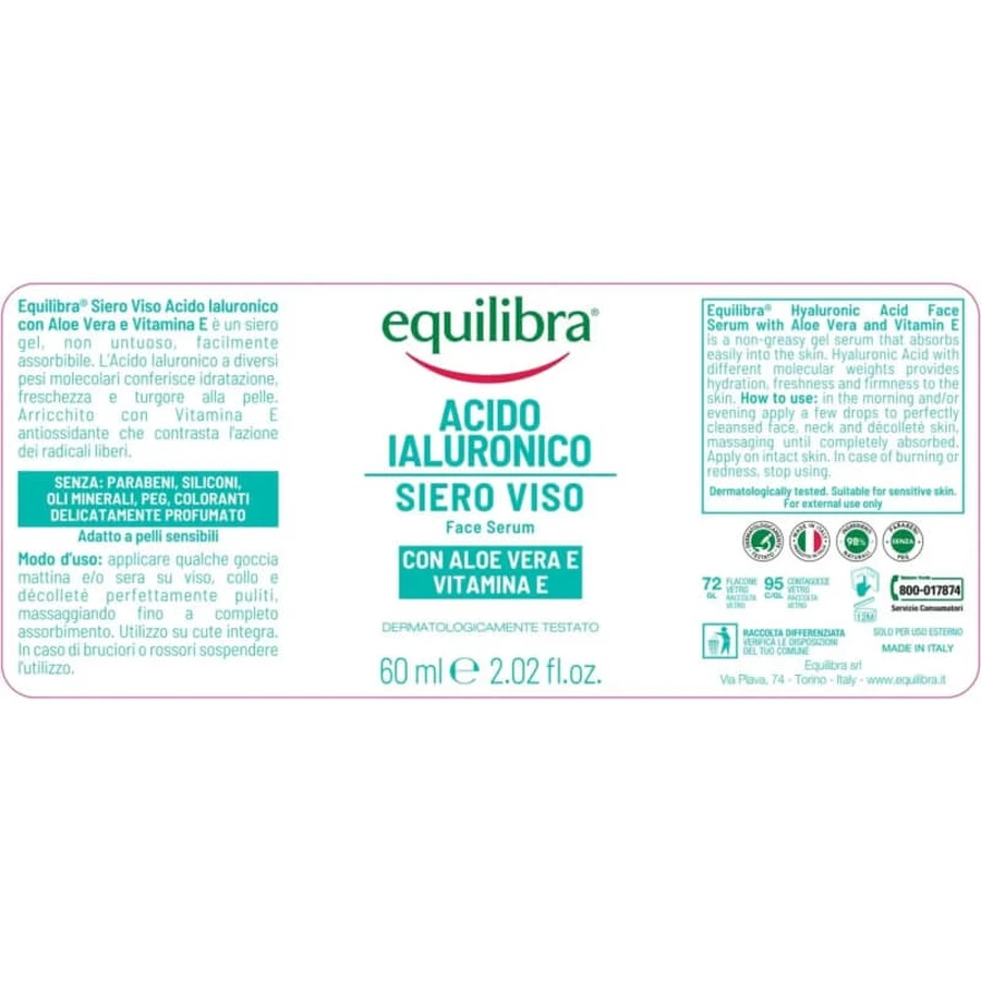 Equilibra Hyaluronic Acid Face Serum 60 ml