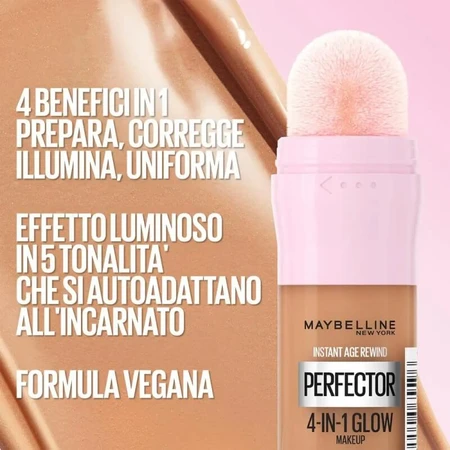 Maybelline Instant Age Rewind Perfector 4 en 1 Glow Makeup - Base de maquillaje iluminadora - N.º 00 Fair Light