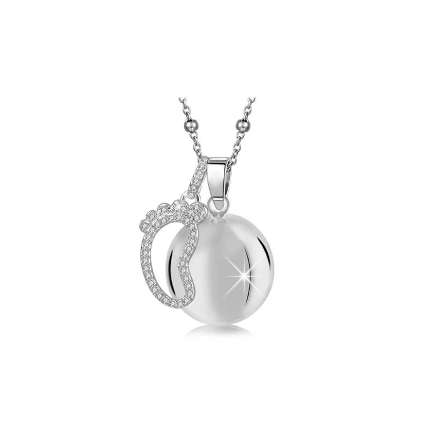 Mamijux Call the Angels - Chaîne en acier avec pendentif en forme de pied plaqué argent