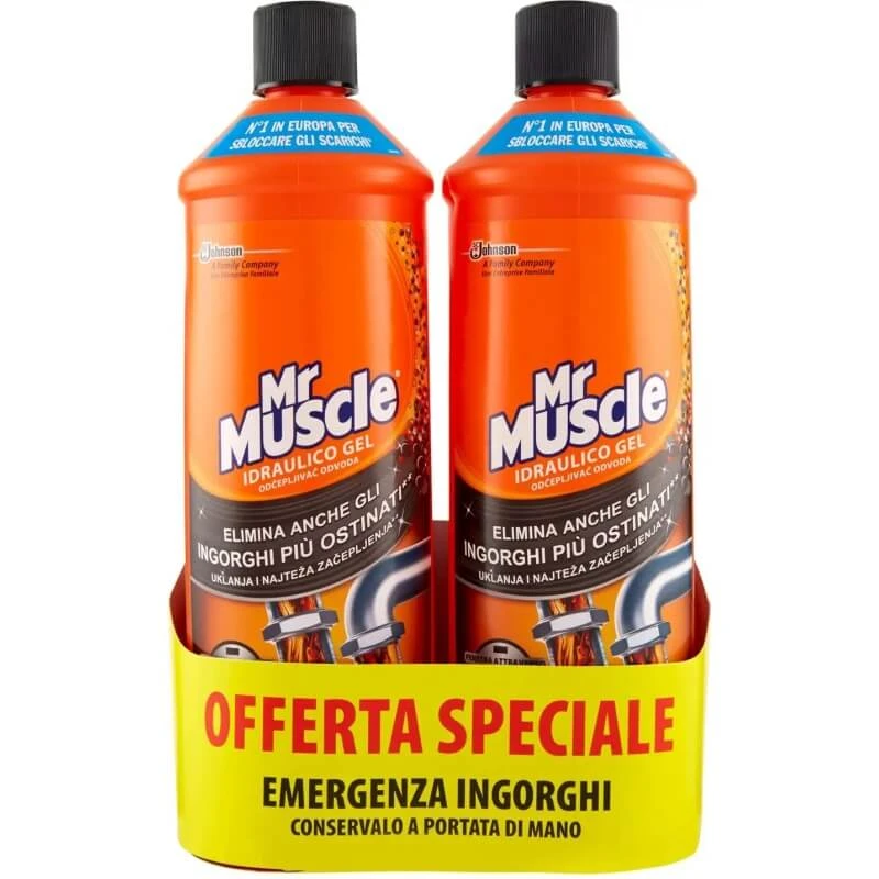 Mr. Muscle 3-in-1 afvoerreinigingsgel - verpakking met 2 x 1000 ml