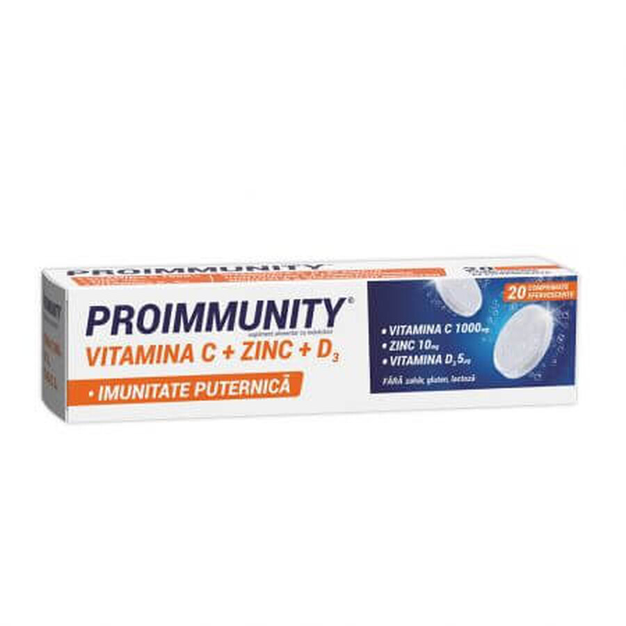 Proimmunity Vitamin C + Zinc + D3, 20 effervescent tablets, Fiterman