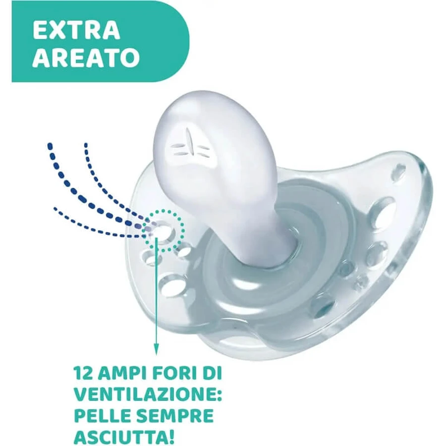 Chicco Physio Air Boy Silikon-Schnuller, 6–12 Monate, 2er-Pack