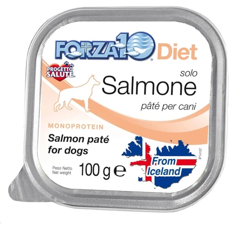 Forza10 Forza 10 Lachs-Diät – Einzelprotein-Diät für Hunde mit Nahrungsmittelunverträglichkeiten, 100 g