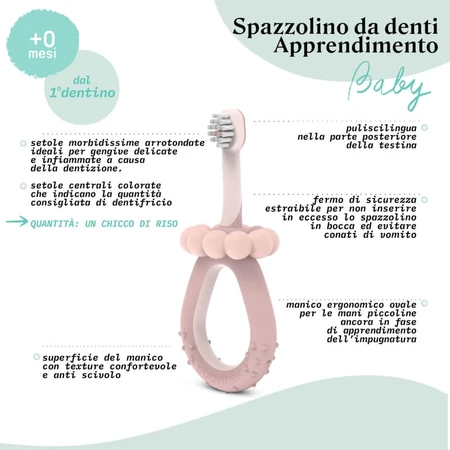 Cepillo de dientes para los primeros dientes de Suavinex, de 0 a 2 años, rosa