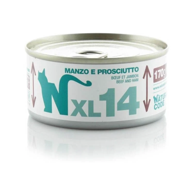 Natural Code XL 14 Rundvlees en ham - Aanvullend voer voor volwassen katten, 170 g