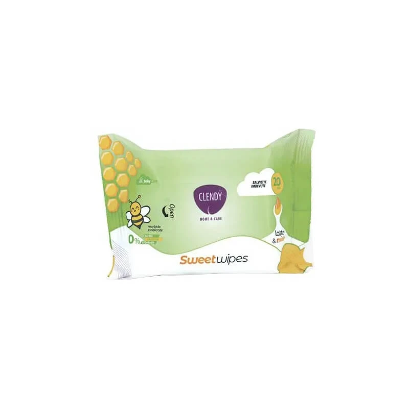Clendy Sweet Wipes: Melk &amp; Honing - 20 vochtige doekjes