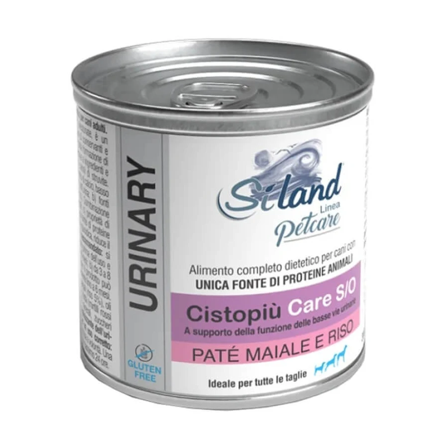 Aurora Biofarma Siland Cistopiù cu carne de porc și orez – hrană dietetică completă pentru câini, destinată susținerii sănătății tractului urinar, 300 g