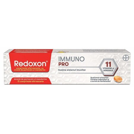 Redoxon Immuno Pro, complément alimentaire pour un soutien immunitaire avancé, 15 comprimés effervescents, Bayer