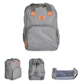 Cangaroo Liana - 2-in-1 Foldable Backpack/Bag with Changing Pad and Portable Crib, Gray