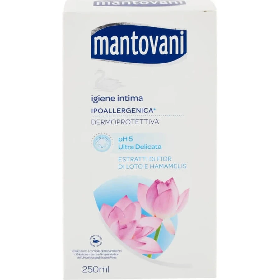 Mantovani Ultra Gentle pH 5 met extracten van lotusbloem en toverhazelaar - Intimereiniger 250 ml