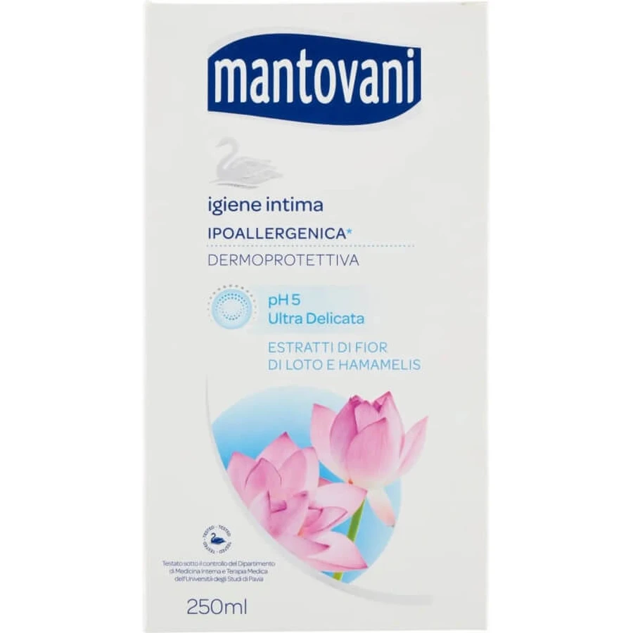 Mantovani Ultra Gentle pH 5 met extracten van lotusbloem en toverhazelaar - Intimereiniger 250 ml