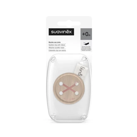 Suavinex birdies - clip portaciuccio in tessuto rosa