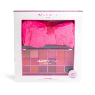 Magic Studio-make-upset met een oogschaduwpalet met 18 tinten en een „Glow Pretty Girls“-hoofdband, verpakt in een doos