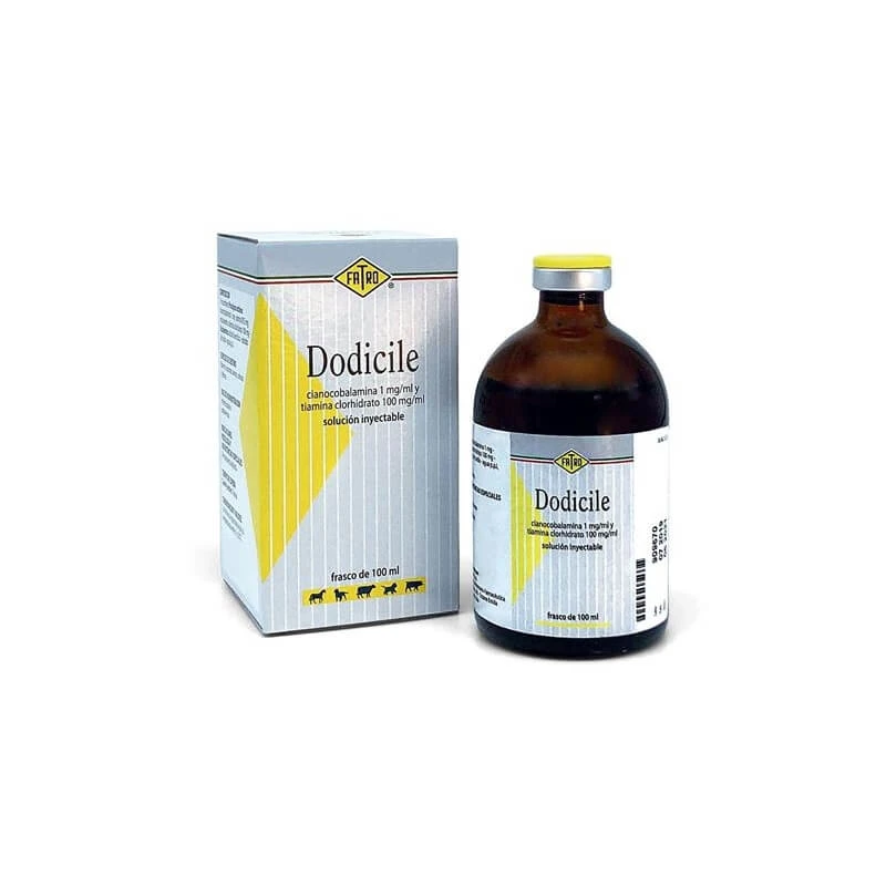 Fatro Dodicile - Diergeneesmiddel, injecteerbare oplossing met vitamine B1 en B12 voor dieren, 100 ml