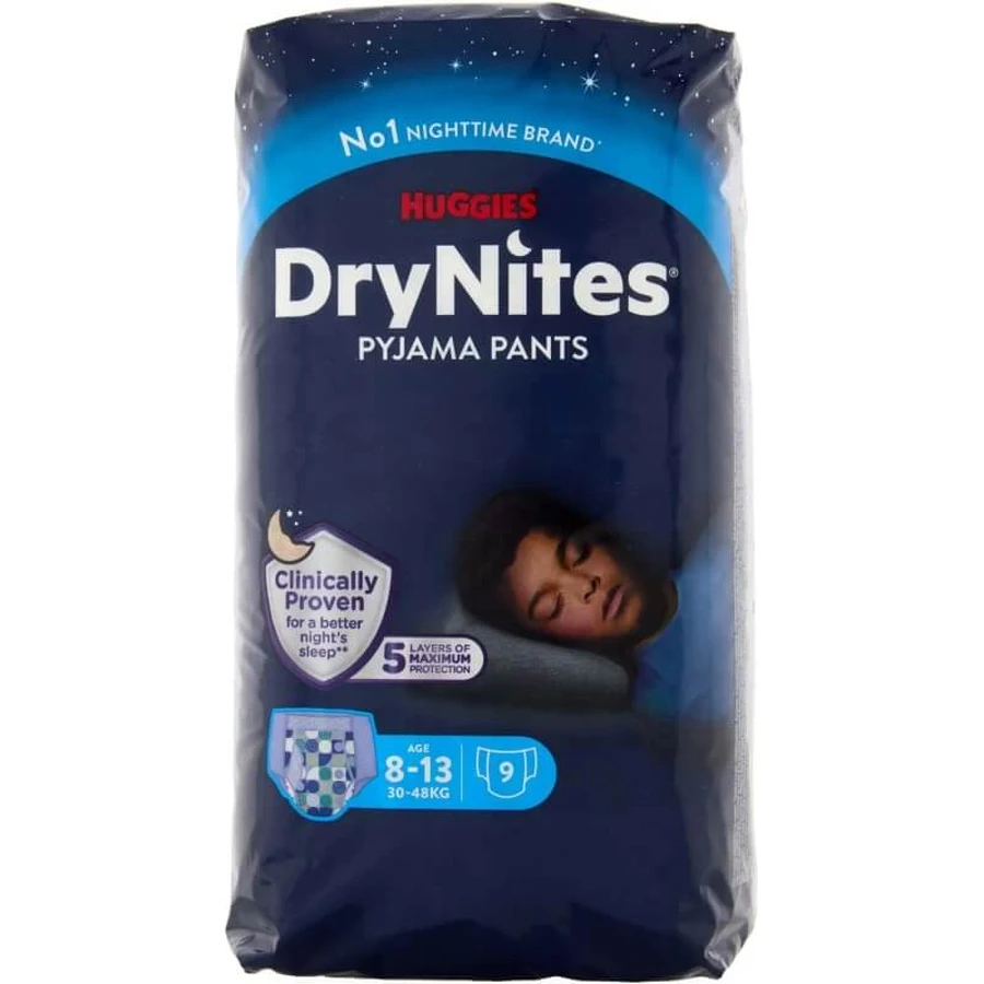 Huggies drynites boy - pannolini a mutandina per bambini da 8 a 15 anni 27/57kg 9pz