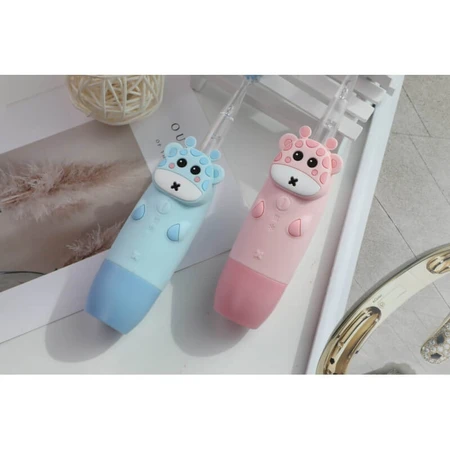 Innogio Gio Pink Giraffe - Cepillo de dientes sónico para niños con cabezal luminoso de 7 colores