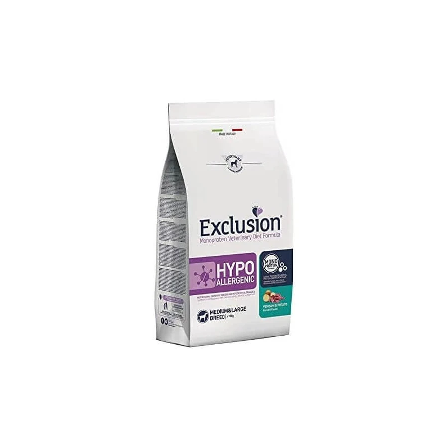 Dieta de exclusión: fórmula hipoalergénica de ciervo y patata - Alimento completo para perros adultos de tamaño mediano y grande con intolerancias alimentarias, 2 kg