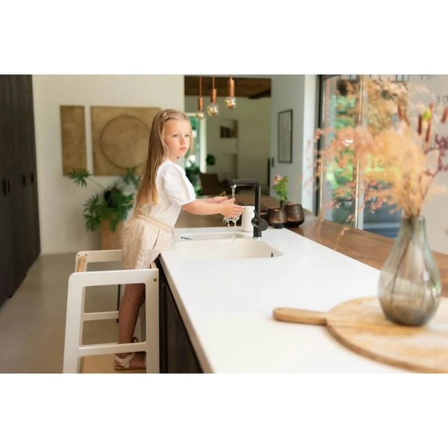 Chaise haute avec tour d'apprentissage en bois Childhome