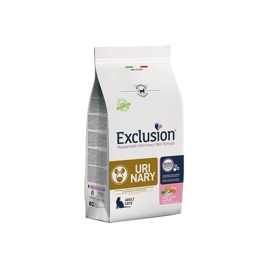 Exclusion Monoprotein Vet Diet UrinaryCat Varkensvlees & Erwten en Rijst - Dieetvoeding voor katten met struviet, 1,5 kg