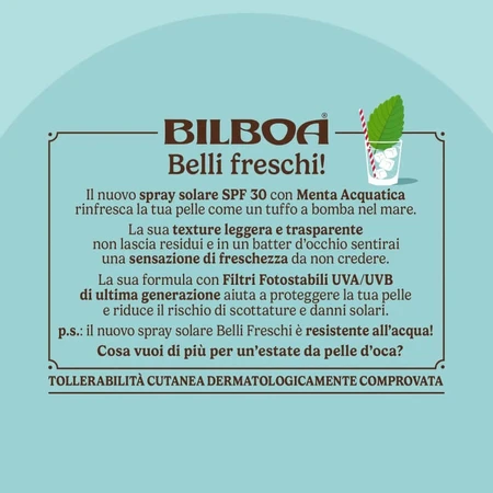 Spray solaire Bilboa SPF 30, rafraîchissant, haute protection, 150 ml