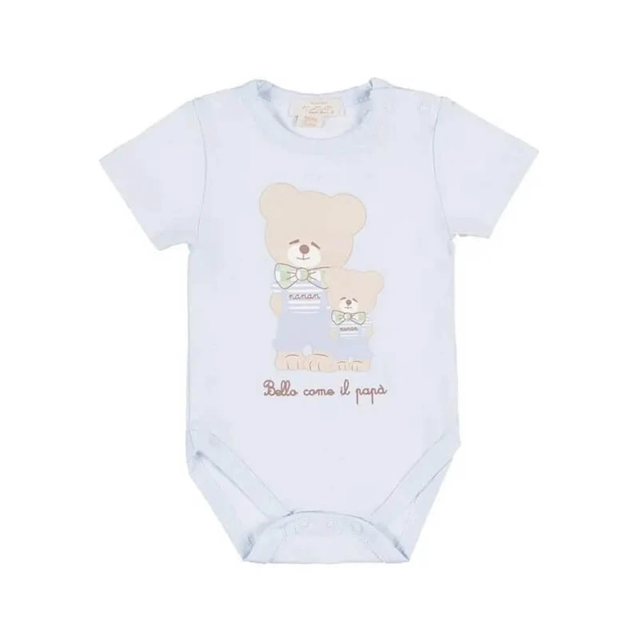 Nanan « Aussi beau que papa » - Body à manches courtes 3 mois et plus - Bleu clair