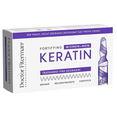 Traitement pour cheveux cassants Kératine fortifiante, 12 flacons x 10 ml, Fiterman