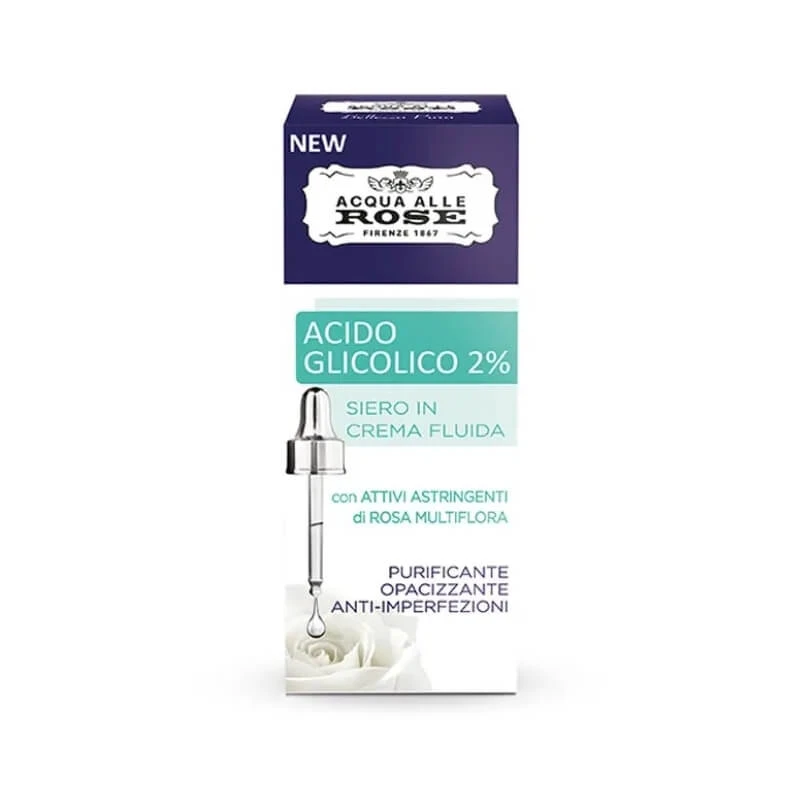Rozenwater met 2% glycolzuur - Vloeibaar crèmeserum, 30 ml