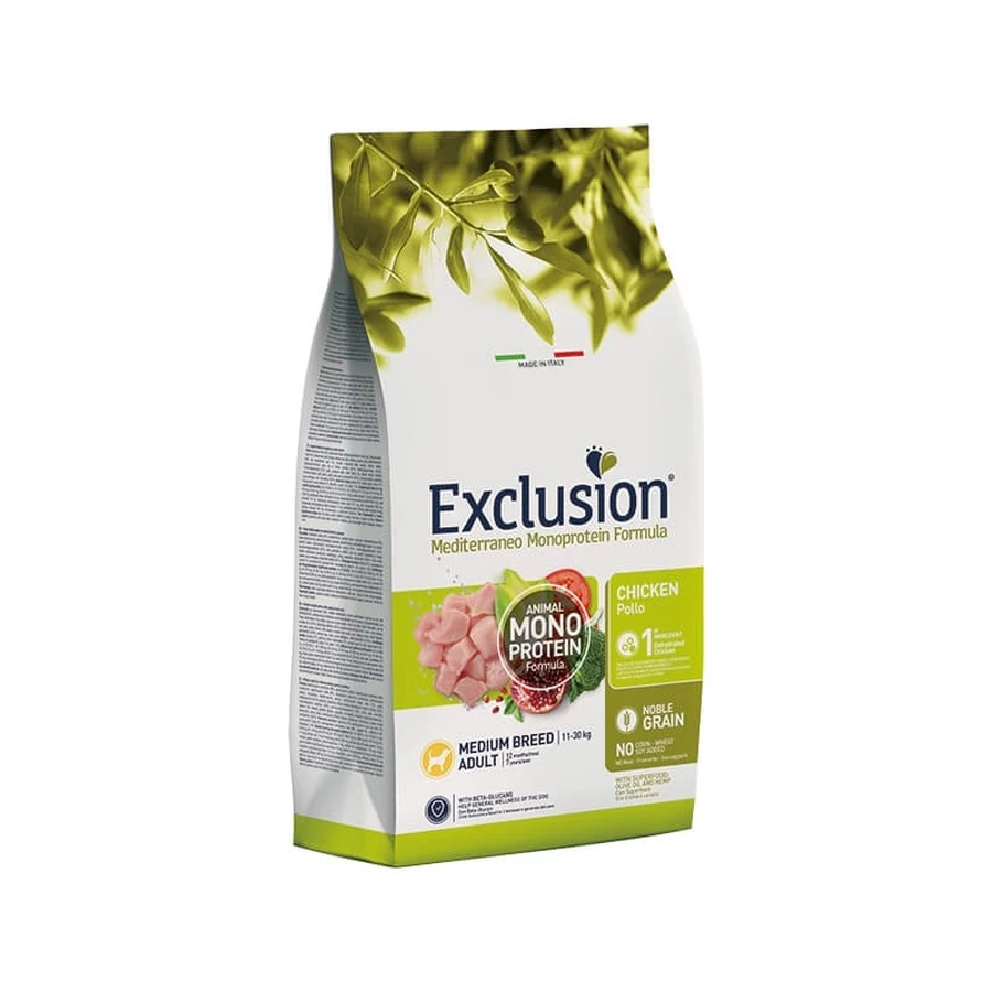 Exclusion Mediterraneo Eén-eiwitformule voor volwassen honden van middelgrote rassen (kip) - Volledig voer voor volwassen honden van middelgrote rassen, 12 kg