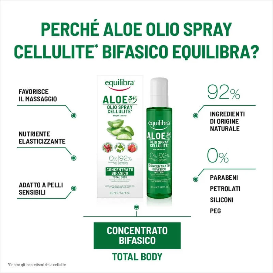 Equilibra Aloe 3+ - Spray de aceite anticelulítico, 150 ml