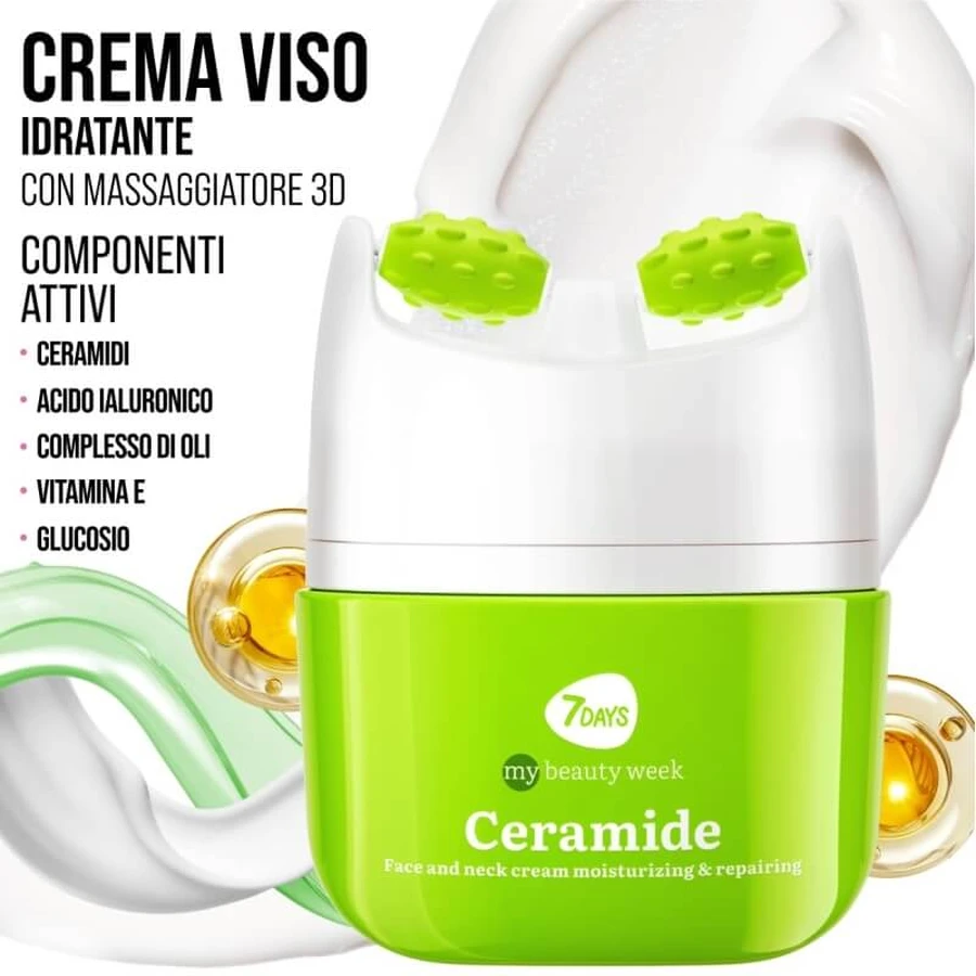 7days Ceramide - Crème hydratante et raffermissante pour le visage avec appareil de massage, 40 ml