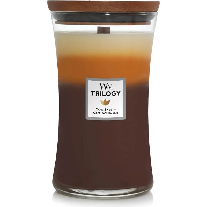 Woodwick Trilogy - Café Sweets - Grote geurkaars, 609 g
