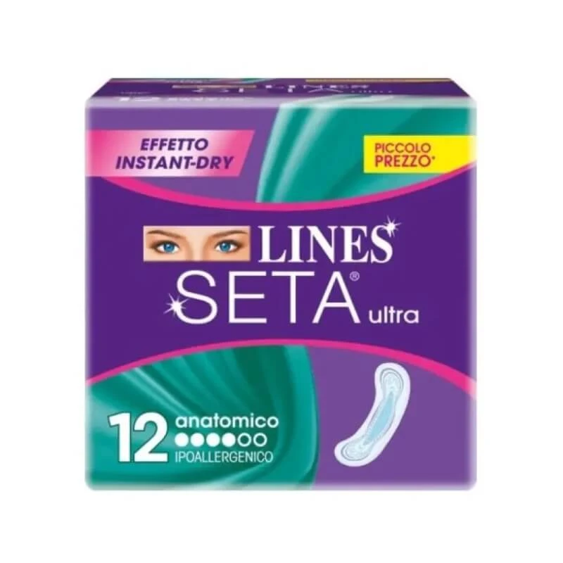 Lines Ultra Silk - 12 anatomisch gevormde inlegkruisjes