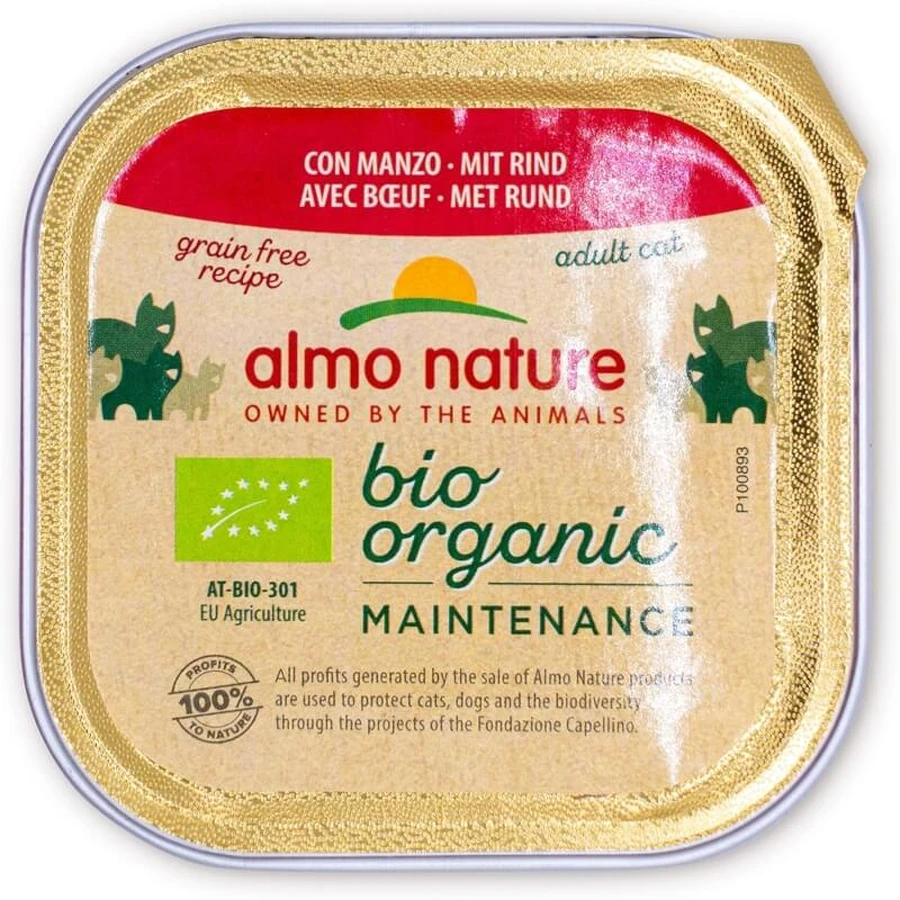 Almo Nature Bioorganic Maintenance Beef - Comida húmeda para gatos adultos, 85 g