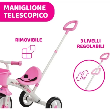 Chicco u-go driewieler voor kinderen, roze, vanaf 18 maanden