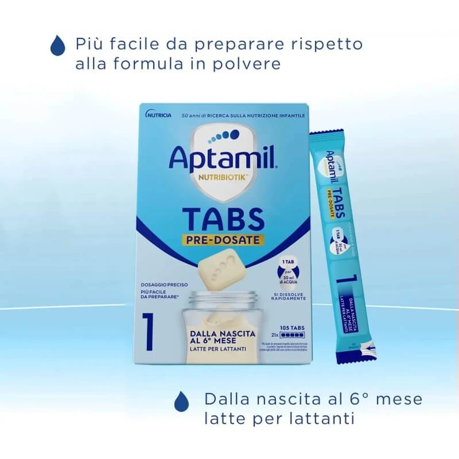 Aptamil Nutribiotik tabs 1 – lapte pentru nou-născuți 0-6 luni, 21 pliculețe