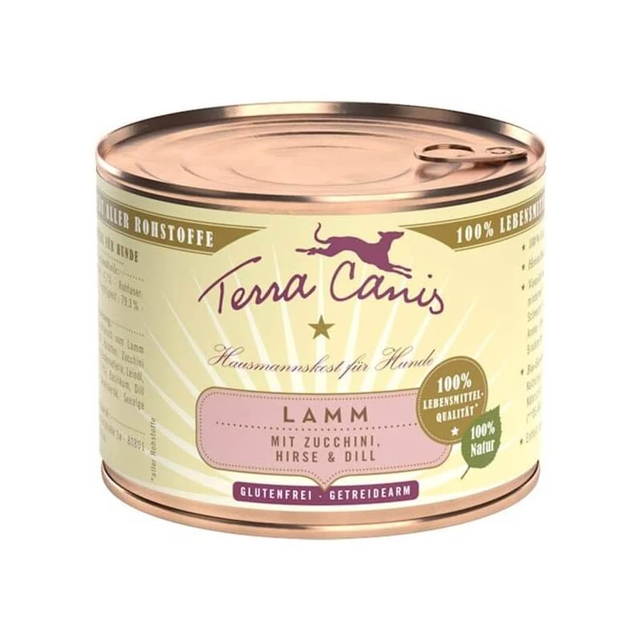 Terra Canis Classic Lamsvlees met courgette, gierst en dille – Volledig voer voor volwassen honden met een normaal gewicht, 200 g