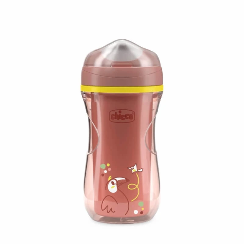 Chicco Active Cup - Kinderbeker vanaf 14 maanden, morsbestendig, stevige tuit, geïsoleerd, roze, 266 ml