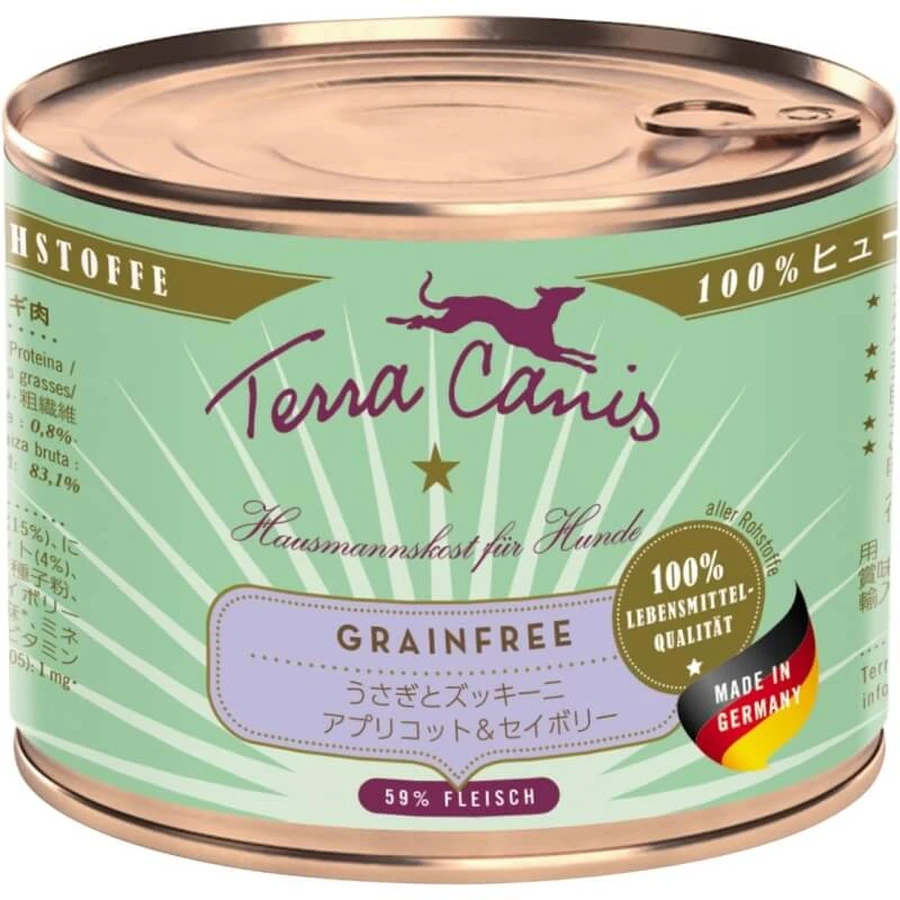 Terra canis Grain-free cu iepure – hrană umedă completă pentru câini adulți cu greutate normală, 200 gr