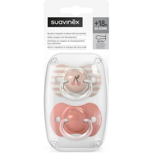 Suavinex Birdies - 2 Silicone Sx Pro-fopspenen, vanaf 18 maanden, roze